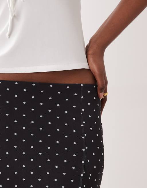 ASOS DESIGN - Jupe fourreau mi-longue d'ensemble en tulle à pois et taille basse avec godets - Noir et blanc, 5 de 5