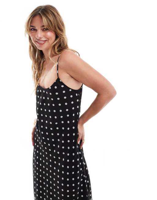 ASOS DESIGN - Jupe longue à encolure dégagée en mousseline - Imprimé pois, 4 de 4