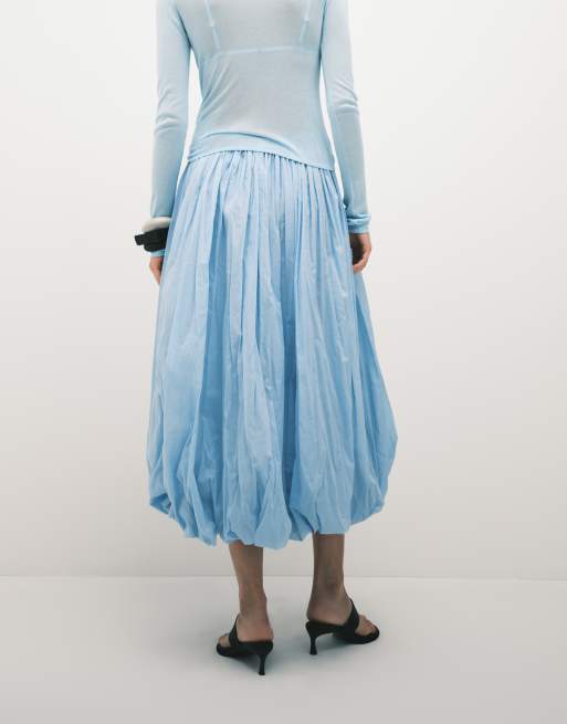 ASOS DESIGN - Jupe longue à ourlet boule - Bleu, 2 de 5