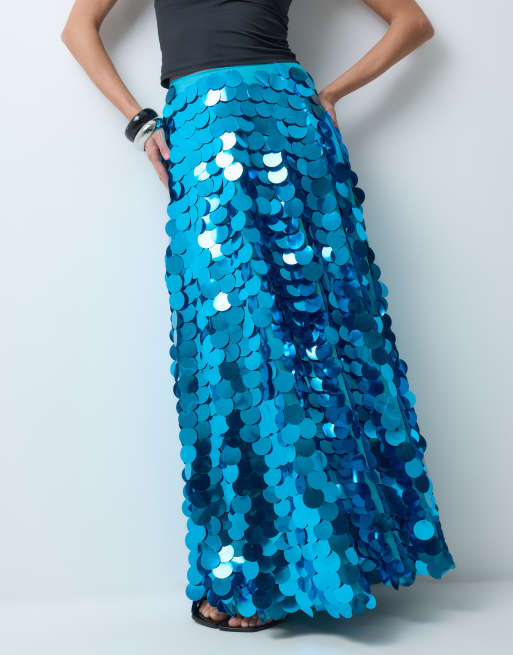 ASOS DESIGN jupe longue à sequins turquoise, 5 de 5