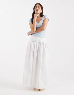 Jupe longue asymétrique à taille basse - Blanc 38