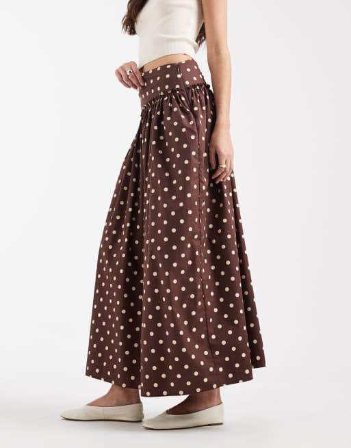 ASOS DESIGN - Jupe longue asymétrique à taille basse - Pois, 4 de 5