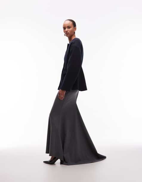 ASOS DESIGN - Jupe longue avec ourlet en pointe - Anthracite - view 1