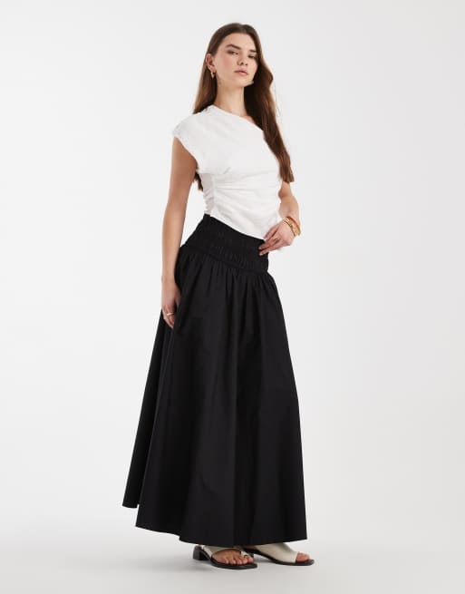 ASOS DESIGN - Jupe longue avec taille froncée - Noir, 4 de 5