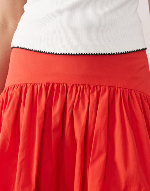 ASOS DESIGN - Jupe longue bouffante à taille basse - Rouge, 5 de 5