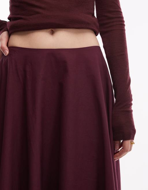ASOS DESIGN - Jupe longue circulaire en popeline - Prune, 3 de 5
