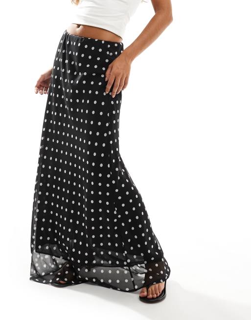 ASOS DESIGN - Jupe longue coupée en biais en mousseline à pois, 4 de 5