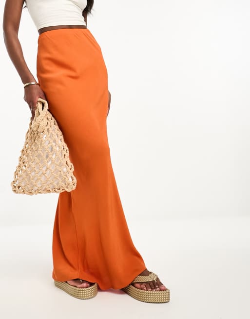 ASOS DESIGN Jupe longue coup e en biais Orange