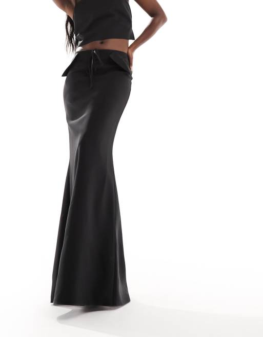 ASOS DESIGN - Jupe longue d'ensemble à ourlet asymétrique - Noir