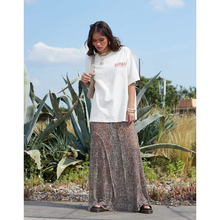 ASOS DESIGN Jupe longue en dentelle a imprime leopard et coutures visibles ASOS