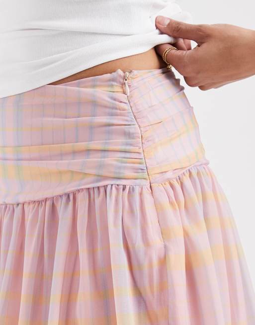 ASOS DESIGN - Jupe longue en mousseline à carreaux avec taille froncée, 2 de 5