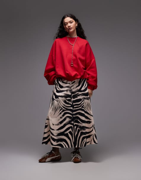 ASOS DESIGN - Jupe longue et évasée avec imprimé zébré placé - view 1