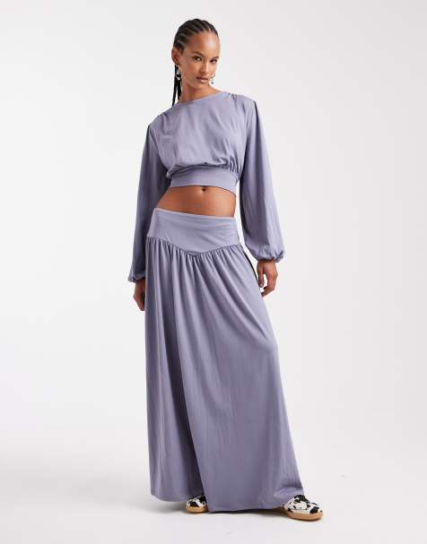 ASOS DESIGN - Jupe longue près du corps d'ensemble à taille tombante - Gris - view 1