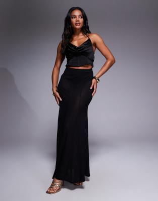 ASOS DESIGN - Jupe longue semi-transparente à godets - Noir | ASOS