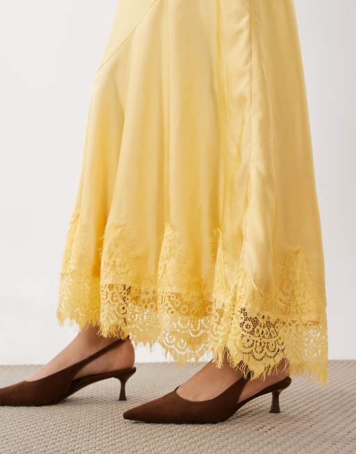 ASOS DESIGN jupe longue sirène à ourlet en dentelle couleur buttermilk, 5 de 5
