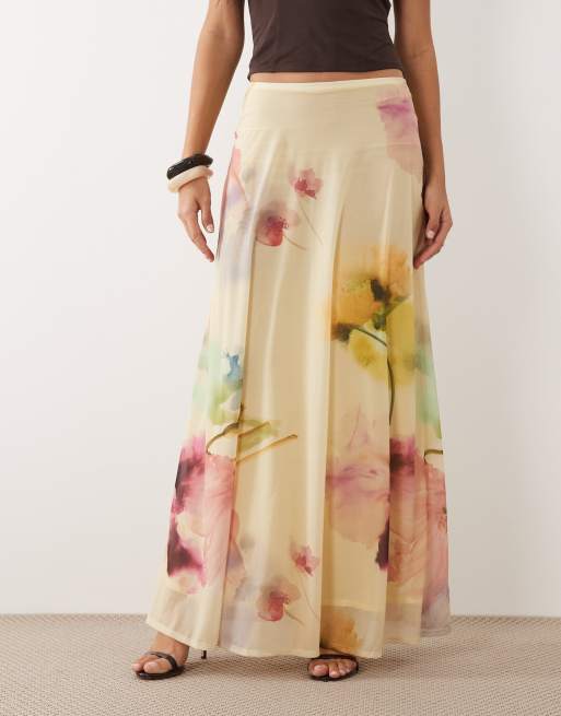 ASOS DESIGN - Jupe longue stretch à imprimé fleuri et ourlet évasé, 5 de 5