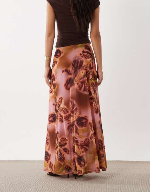 ASOS DESIGN - Jupe longue stretch et imprimé fleuri - Vert et rose, 5 de 5