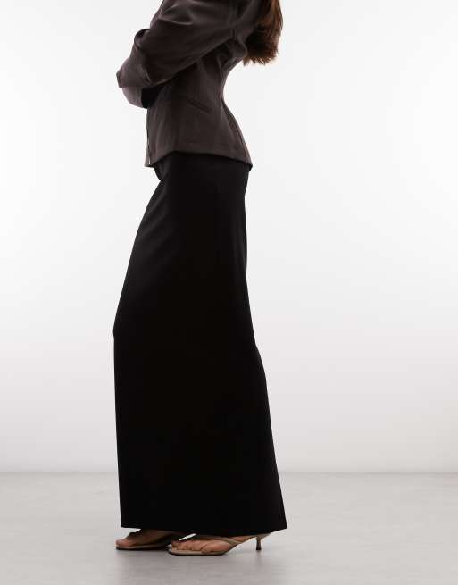ASOS DESIGN jupe longue taille haute à coutures corset en ponte noire, 5 de 5
