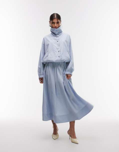ASOS DESIGN - Jupe longue volumineuse à rayures - Bleu - view 1
