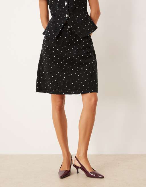 ASOS DESIGN - Jupe longueur fantaisie en denim à petit pois, 3 de 5
