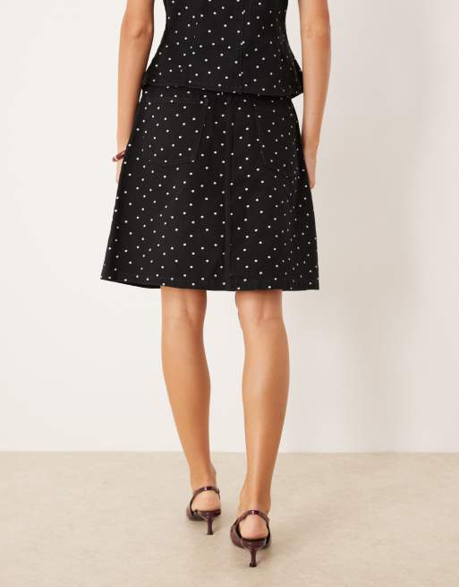 ASOS DESIGN - Jupe longueur fantaisie en denim à petit pois, 4 de 5