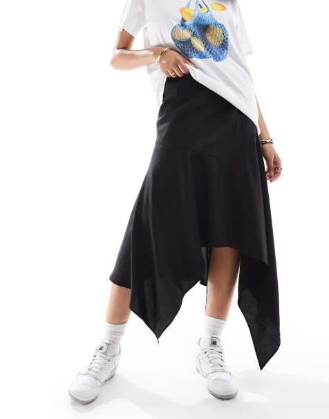 ASOS DESIGN - Jupe mi-longue asymétrique en modal - Noir - view 1