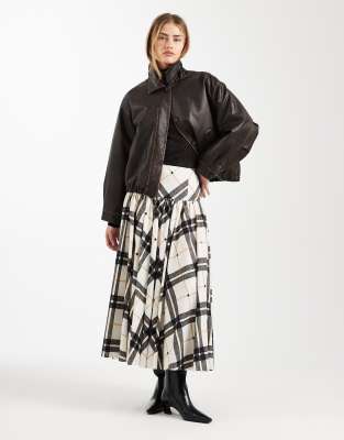 ASOS DESIGN - Jupe mi-longue bouffante à taille basse et carreaux-Multicolore