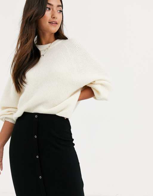 ASOS DESIGN - Jupe mi-longue côtelée à boutons-pression - Noir, 3 de 4