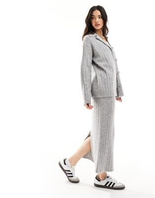 ASOS DESIGN knitted midi skirt in rib co ord in grey - ASOS Price Checker
