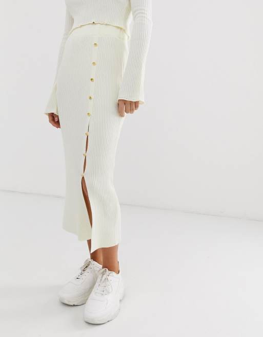 Asos Design Jupe Mi Longue D Ensemble En Maille Cotelee Asos