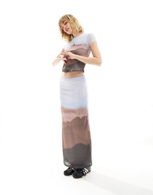 ASOS DESIGN co-ord mesh midi skirt in scenic print - ASOS Price Checker