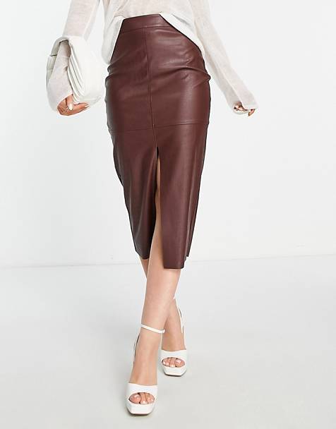chocolat Mini-jupe de tennis en cuir véritable Asos Femme Vêtements Jupes Mini-jupes 