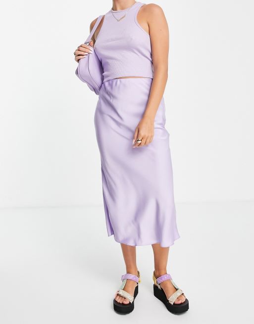 ASOS DESIGN - Jupe mi-longue en satin coupée en biais - Lilas, 4 de 4