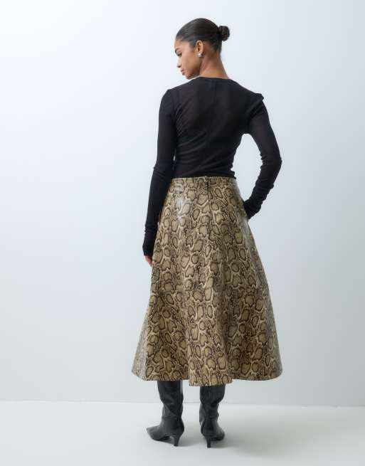 ASOS DESIGN Jupe mi-longue évasée structurée beige, 3 de 5