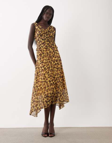 ASOS DESIGN jupe mi-longue marron à fleurs, ensemble 2 pièces - view 1