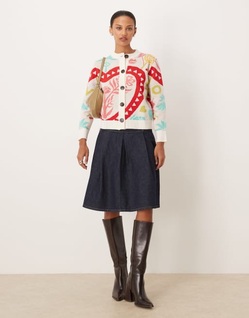 ASOS DESIGN - Jupe mi-longue plissée en denim - Indigo, 2 de 5