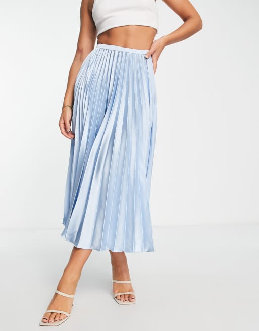 ASOS DESIGN Jupe mi longue pliss e en satin Bleu p le