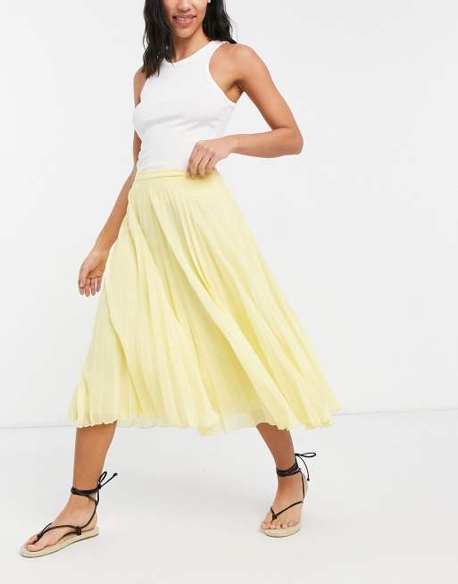 ASOS DESIGN Jupe mi longue pliss e Jaune