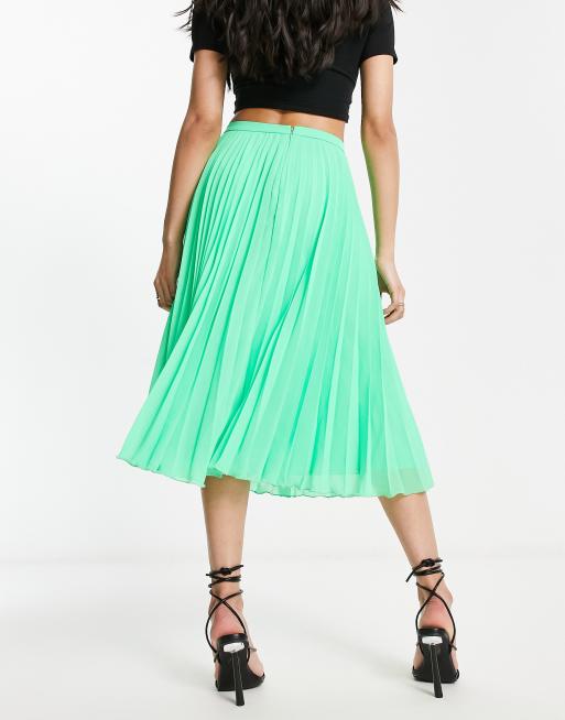 ASOS DESIGN Jupe mi longue plissee Vert pomme