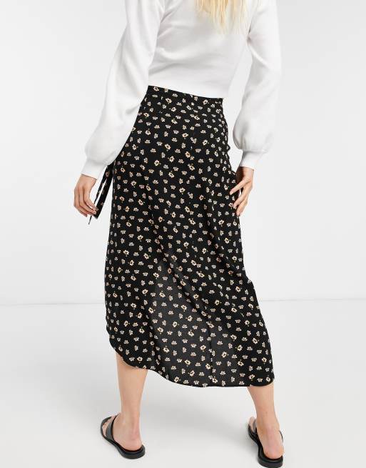 ASOS DESIGN - Jupe mi-longue portefeuille à imprimé floral, 2 de 4