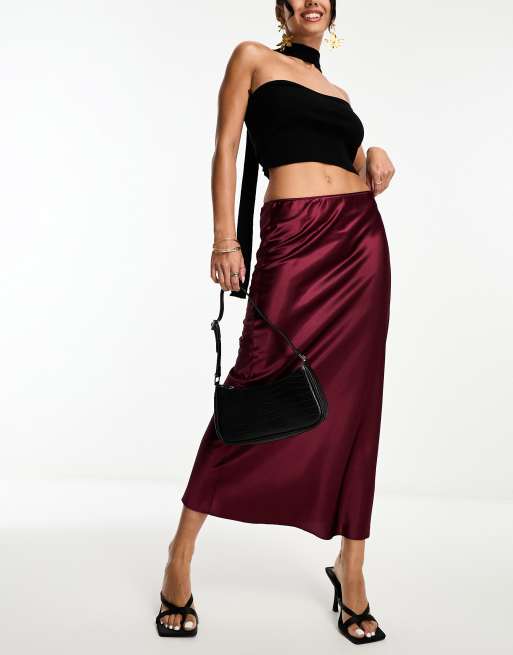 ASOS DESIGN - Jupe mi-longue satinée coupée en biais - Baie 