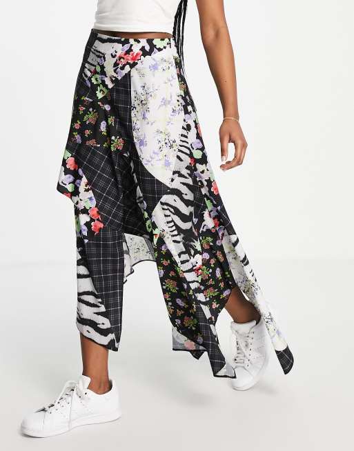ASOS DESIGN - Jupe mi-longue volantée à imprimés fleuri et animal effet raccordé, 4 de 4