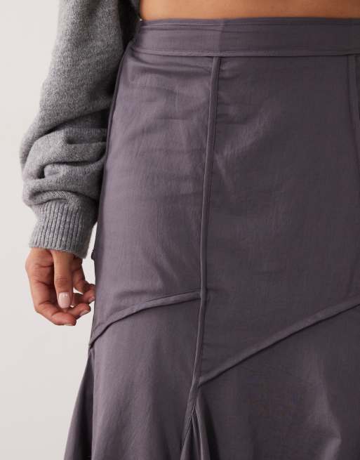 ASOS DESIGN jupe midi asymétrique à détails de couture gris anthracite, 5 de 5