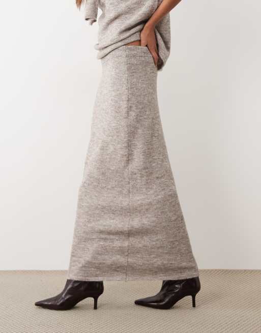 ASOS DESIGN jupe midi longue en maille avec ensemble coordonné en laine couleur avoine, 2 de 5
