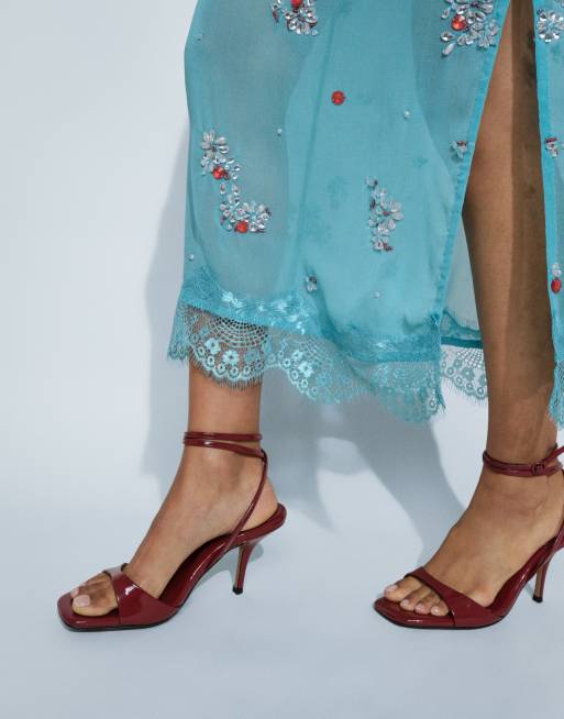 ASOS DESIGN jupe midi ornée de dentelle turquoise, 2 de 9