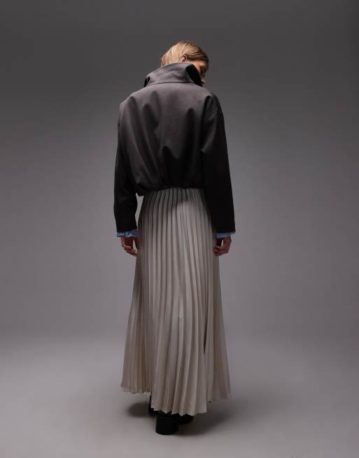 ASOS DESIGN - Jupe plissée longue en satin - Écru, 2 de 5