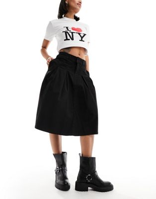 ASOS DESIGN pleated knee length skirt in black - ASOS Price Checker