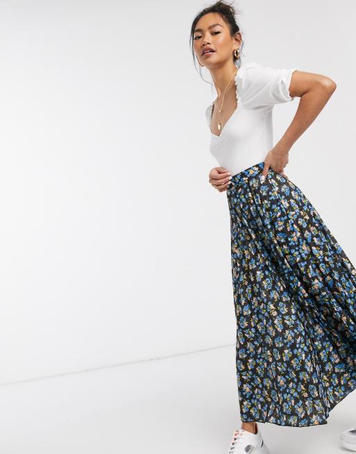 ASOS DESIGN Jupe pliss e mi longue fleurs