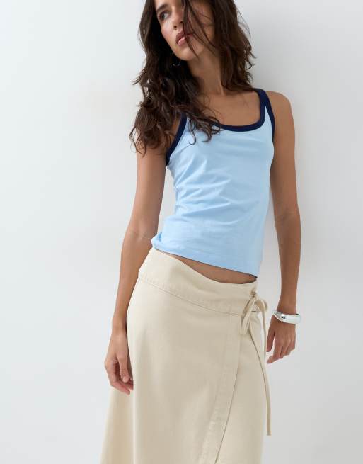 ASOS DESIGN - Jupe portefeuille asymétrique - Beige, 4 de 5