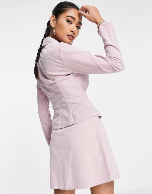 ASOS DESIGN - Jupe portefeuille d'ensemble en velours - Lilas, 2 de 4